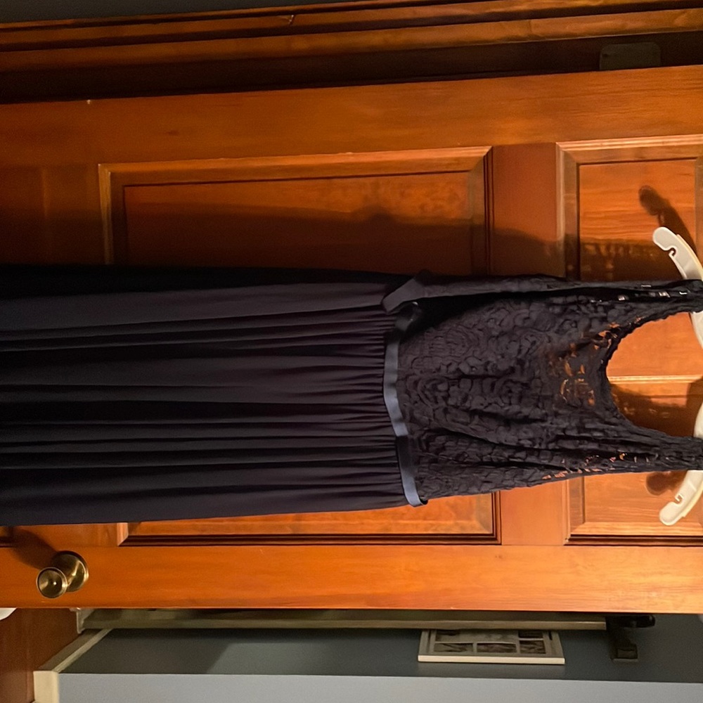 Navy blue David’s bridal long brides made dress size 16